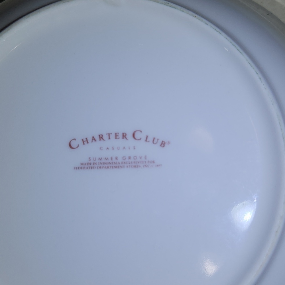 Set Of 2 Charter Club Summer Grove 8 1/2" Round Vegetable Bowl Pear Vintage - Picture 2 of 6